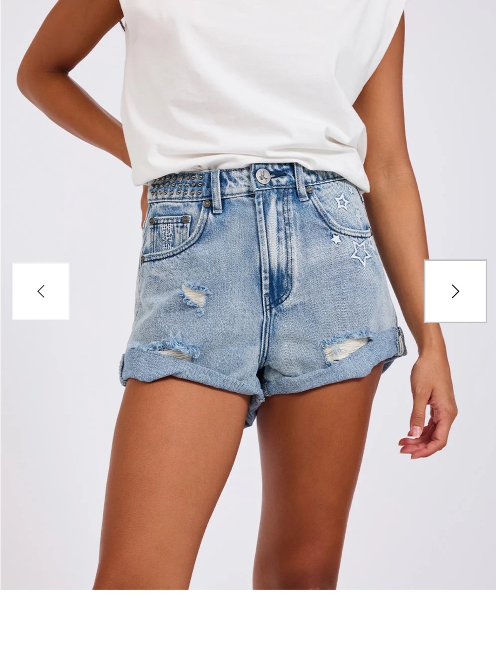 One Teaspoon High Waist Bandits Distressed Denim Shorts | Size 26